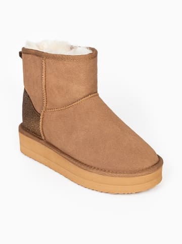 Gooce Leder-Winterboots "Acacia" in Hellbraun