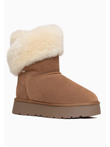 Gooce Leder-Winterboots "Beverly" in Hellbraun