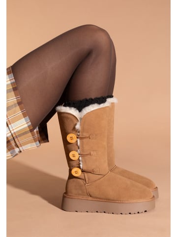 Gooce Leder-Winterstiefel "Cornice" in Hellbraun