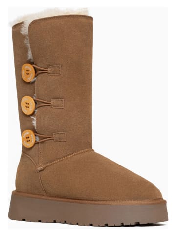 Gooce Leder-Winterstiefel "Cornice" in Hellbraun