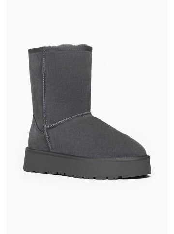 Gooce Skórzane kozaki zimowe "Fairfield" w kolorze szarym