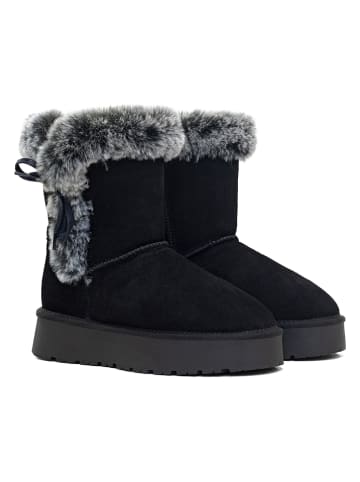 Gooce Skórzane kozaki zimowe "Alissa" w kolorze szaro-czarnym