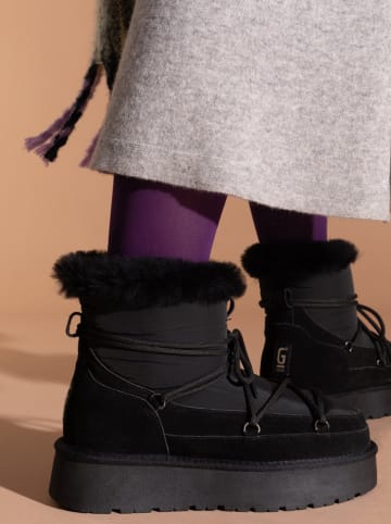Gooce Skórzane botki zimowe "Warm" w kolorze czarnym