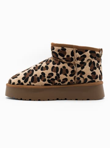 Gooce Leder-Winterboots "Mindy" in Beige/ Braun