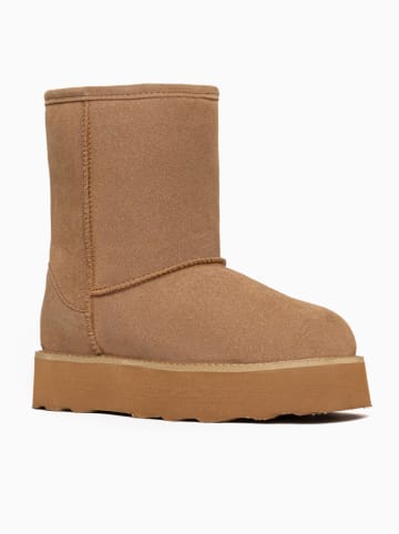 Gooce Skórzane kozaki zimowym "Sawel Waterproof" w kolorze karmelowym