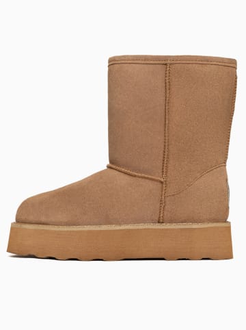 Gooce Skórzane kozaki zimowym "Sawel Waterproof" w kolorze karmelowym