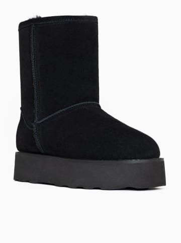 Gooce Skórzane kozaki zimowe "Sawel Waterproof" w kolorze czarnym