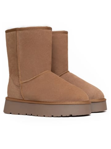 Gooce Leder-Winterstiefel "Logan" in Hellbraun