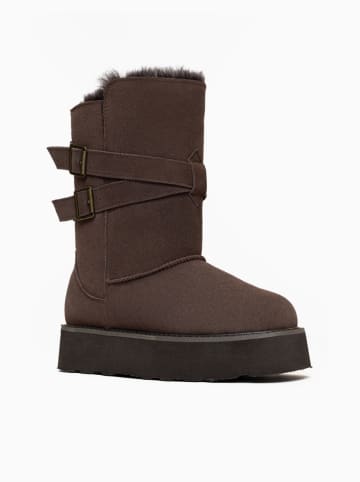 Gooce Skórzane kozaki zimowe "Huntspill Waterproof" w kolorze brązowym