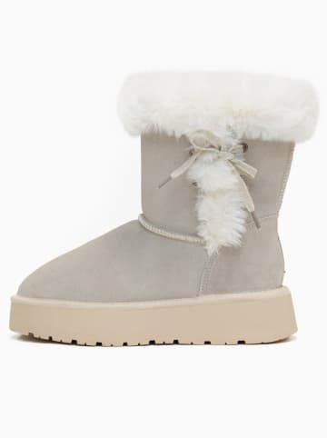 Gooce Leder-Winterstiefel "Alissa" in Hellgrau/ Weiß