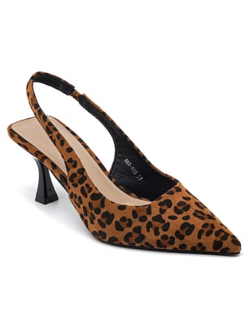 Sixth Sens Slingpumps in Hellbraun/ Schwarz