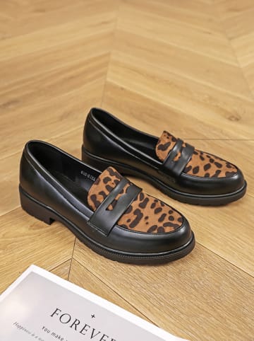 Sixth Sens Mokasyny w kolorze czarno-jasnobrązowym