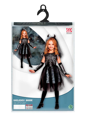 Carnival Party 3tlg. Kostüm  "Skeledev Bride" in Silber/ Schwarz