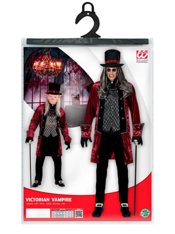 Carnival Party 4-delig kostuum "VICTORIAANSE VAMPIER" zwart/rood