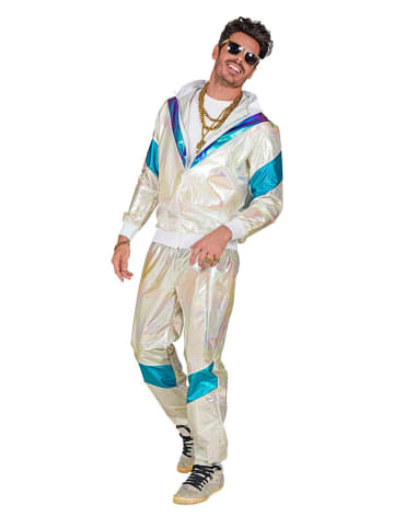 Carnival Party 2tlg. Kostüm "80er Jahre Trainingsanzug" in Silber/ Blau
