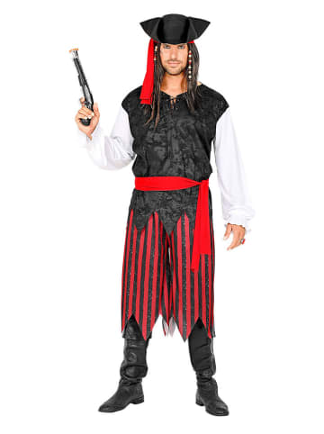 Carnival Party 5-delig kostuum "Caribische Piraat" wit/zwart/rood