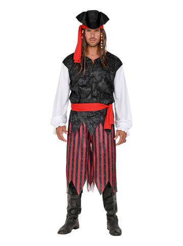 Carnival Party 5-delig kostuum "Caribische Piraat" wit/zwart/rood