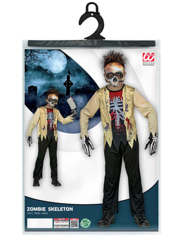 Carnival Party 3tlg. Kostüm "ZOMBIE SKELETT" in Beige/ Schwarz