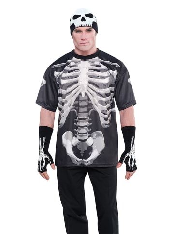Carnival Party Kostümshirt "Skeleton" in Schwarz/ Weiß