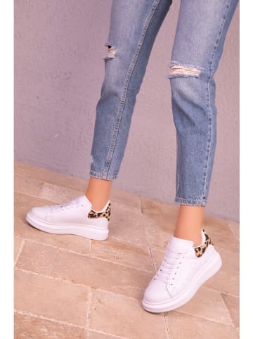 trendyol Sneakers in Weiß/ Beige/ Braun