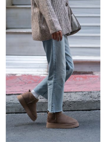 trendyol Skórzane botki w kolorze brązowym