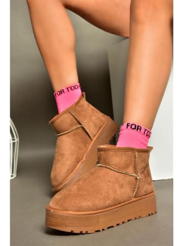 trendyol Leder-Ankle-Boots in Hellbraun