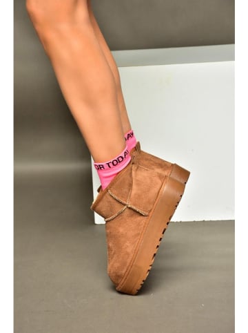 trendyol Leren enkelboots lichtbruin