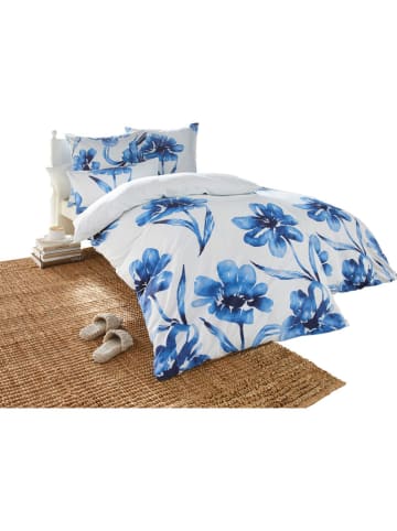 heine home Komplet pościeli satynowej w kolorze biało-niebieskim