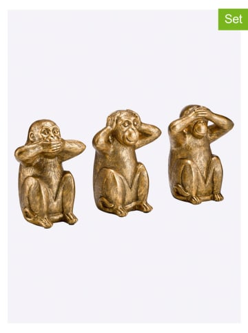 heine home Figurki dekoracyjne (3 szt.) w kolorze złotym - 18 x 23 x 14,5 cm