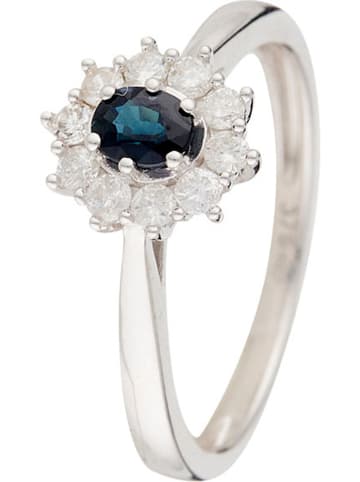 DIAMOND & CO Witgouden ring "Fleur de saison" met diamanten