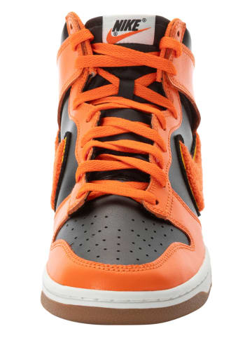 Nike Sportswear Skórzane sneakersy "Nike Dunk High" w kolorze czarno-pomarańczowym