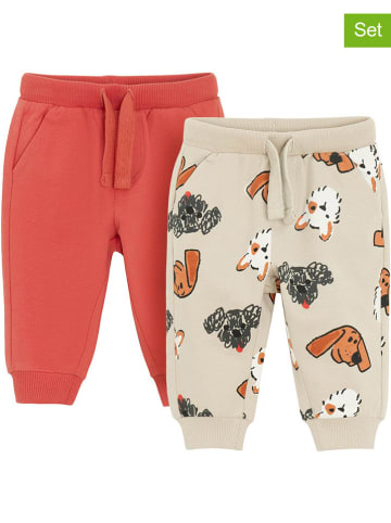 COOL CLUB Spodnie dresowe (2 pary) w kolorze beżowym i czerwonym