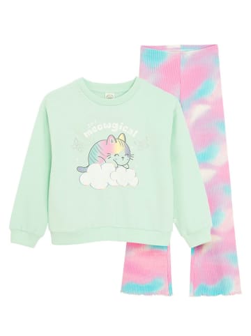 COOL CLUB 2-delige outfit lichtroze/groen