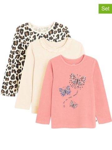 COOL CLUB 3er-Set: Longsleeves in Rosa/ Creme/ Hellbraun