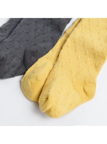 COOL CLUB Rajstopy (2 pary) w kolorze szarym i żółtym