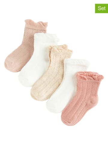 COOL CLUB Skarpety (5 par) w kolorze beżowo-jasnoróżowo-białym