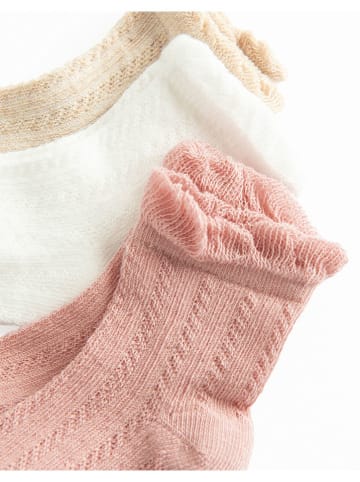 COOL CLUB Skarpety (5 par) w kolorze beżowo-jasnoróżowo-białym