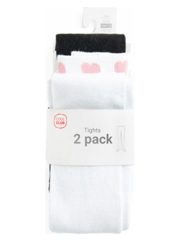 COOL CLUB Rajstopy (2 pary) w kolorze białym i czarnym