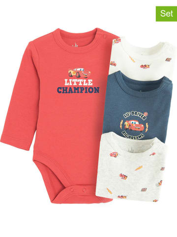 COOL CLUB 4-delige set: rompers rood/donkerblauw/crème