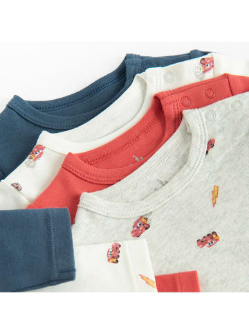 COOL CLUB 4-delige set: rompers rood/donkerblauw/crème