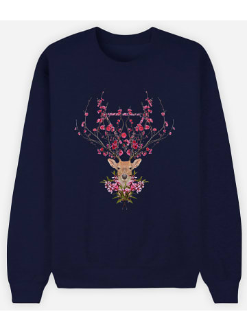 WOOOP Sweatshirt "Spring Deer" donkerblauw
