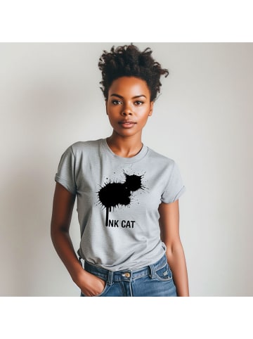 WOOOP Shirt "Ink cat" in Grau