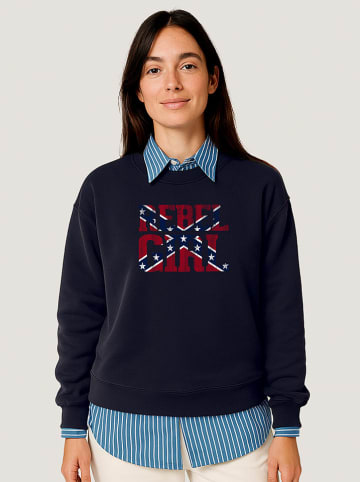 WOOOP Sweatshirt "Rebel girl" donkerblauw