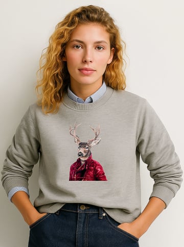 WOOOP Sweatshirt "Red clad deer" in Grau