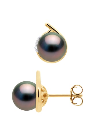 Mitzuko Gold-Ohrstecker mit Diamanten und Perlen