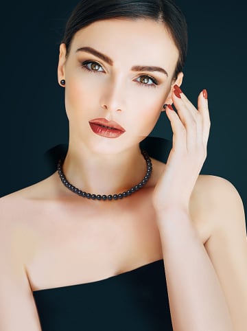 Mitzuko 2-delige parelsieradenset met zoetwaterkweekparels tahitikleurig