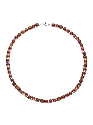 Mitzuko Naszyjnik perłowy w kolorze brązowym - dł. 40 cm