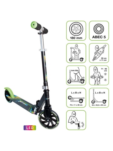 muuwmi Scooter "Neon 180" mit Leuchtrollen in Schwarz - ab 3 Jahren