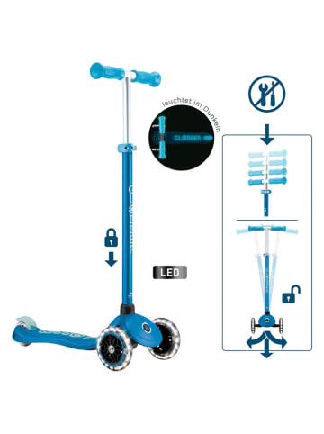 GLOBBER Scooter "Primo Plus Glow Lights" mit Leuchtrollen in Türkis - ab 3 Jahren