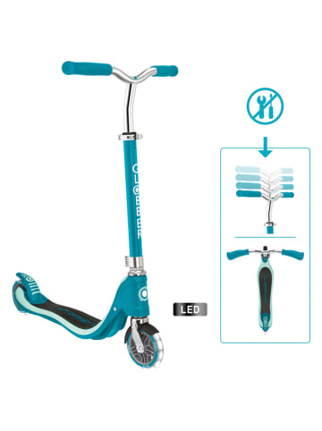 GLOBBER Hulajnoga "Flow 125 Lights" w kolorze turkusowym ze świecącymi kołami - 5+